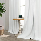 White Linen Complete Blackout Curtains 48 Inch Length for Kids Room 2 Panels Light Blocking Thermal Insulated Cold Reducing Noise Reduction Window Draperies for Bedroom Short Drapes 52 x 48 Long