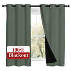 NICETOWN 100% Blackout Curtains 54 inches Long, Double-Deck Completely Blackout Window Treatment Thermal Insulated Lined Drapes for Small Window (Dark Mallard, 1 Pair, 42 inches Width Each Panel)