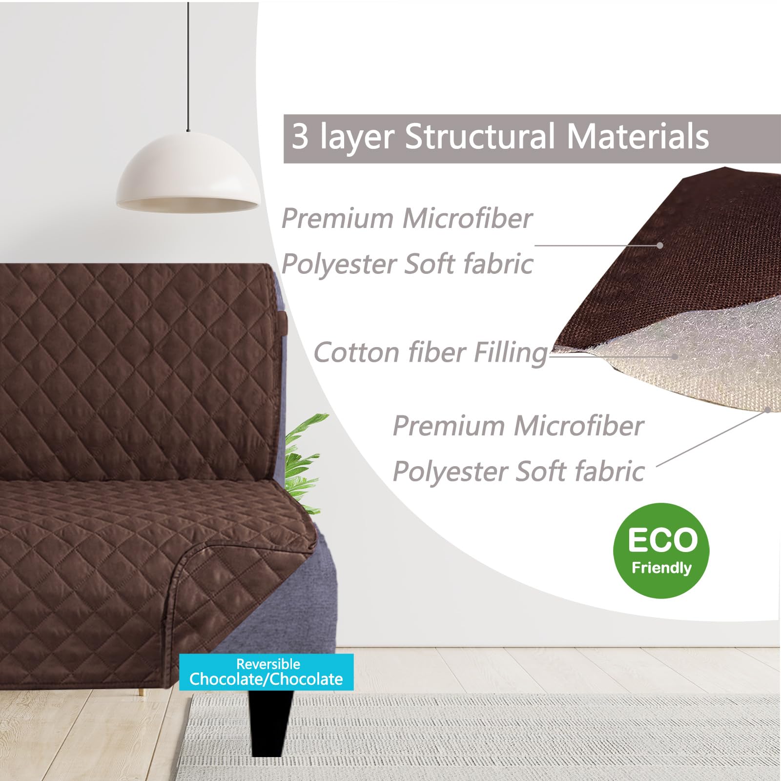 U-NICE HOME Futon Sofa Covers 68''Armless Couch Cover, Chocolate