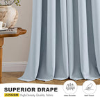 MIULEE Light Blue Blackout Curtains for Bedroom Living Room 54 Inches Long 2 Panels, Thermal Insulated Room Darkening Drapes Solid Grommet Noise Reduction Light Blocking Window Treatments 40x54 Inch