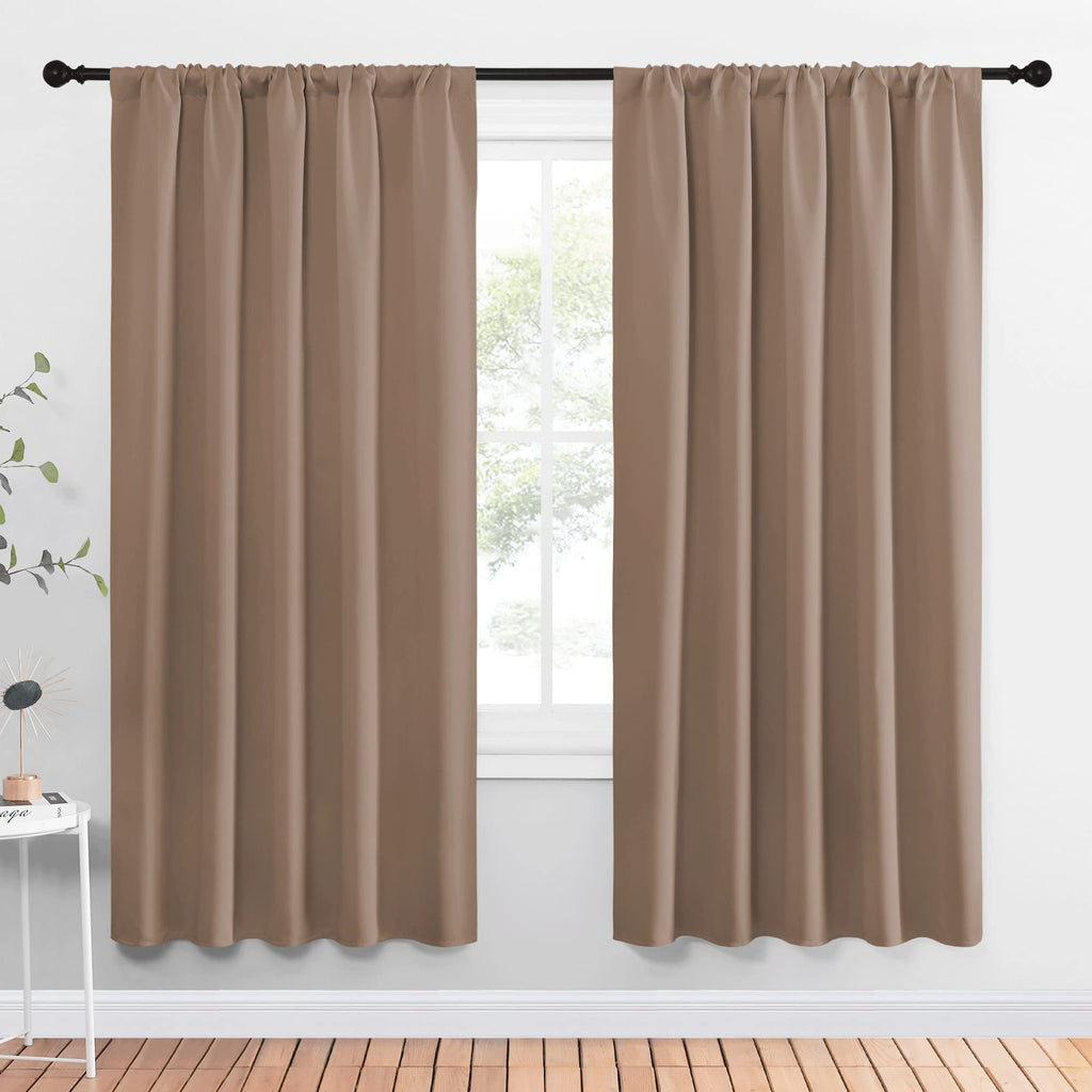 NICETOWN Kids Blackout Curtain Panels - Window Treatment Thermal Insulated Solid Rod Pocket Blackout Drapes for Bedroom (Cappuccino, Set of 2, 52 by 72 Inch)