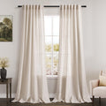 Beige Linen Curtains 84 Inch Length 2 Panels Back Tab Rod Pocket Semi Sheer Bedroom Curtains Light Filtering Country Closet Curtain Drapes Netural Farmhouse Window Panels for Living Dining Room 42x84