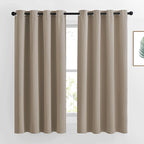 NICETOWN Bedroom Blackout Curtain Panels - Home Fashion Window Treatment Ring Top Blackout Draperies and Drapes (52 inches x 63 inches, Set of 2 Panels, Taupe)