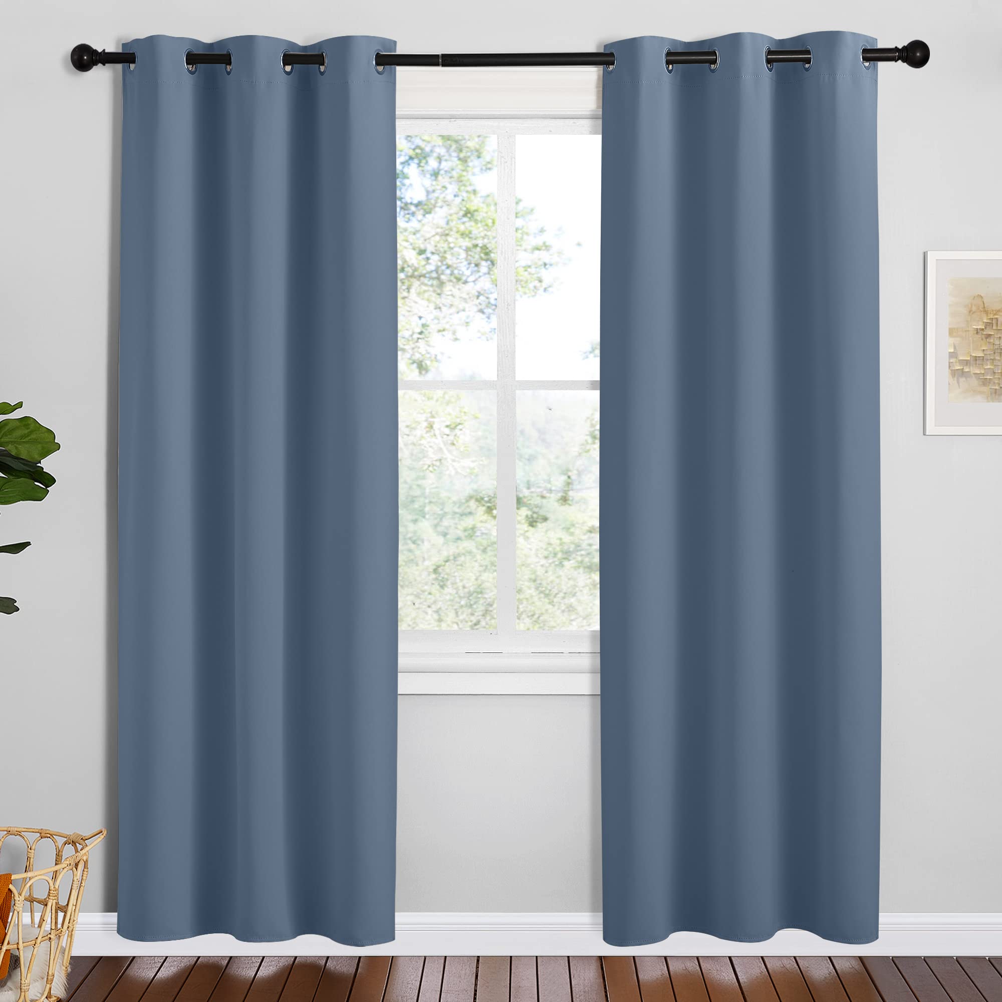 NICETOWN Navy Blackout Curtains for Kid's Room 42" Wide x 78" Long 2 Panels