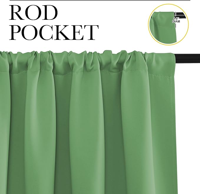 NICETOWN Blackout Curtains Window Draperies, Froest Green, Set of 2, 70 by 95 inches Long, Window Treatment Thermal Insulated Solid Room Darkening Drapes for Bedroom
