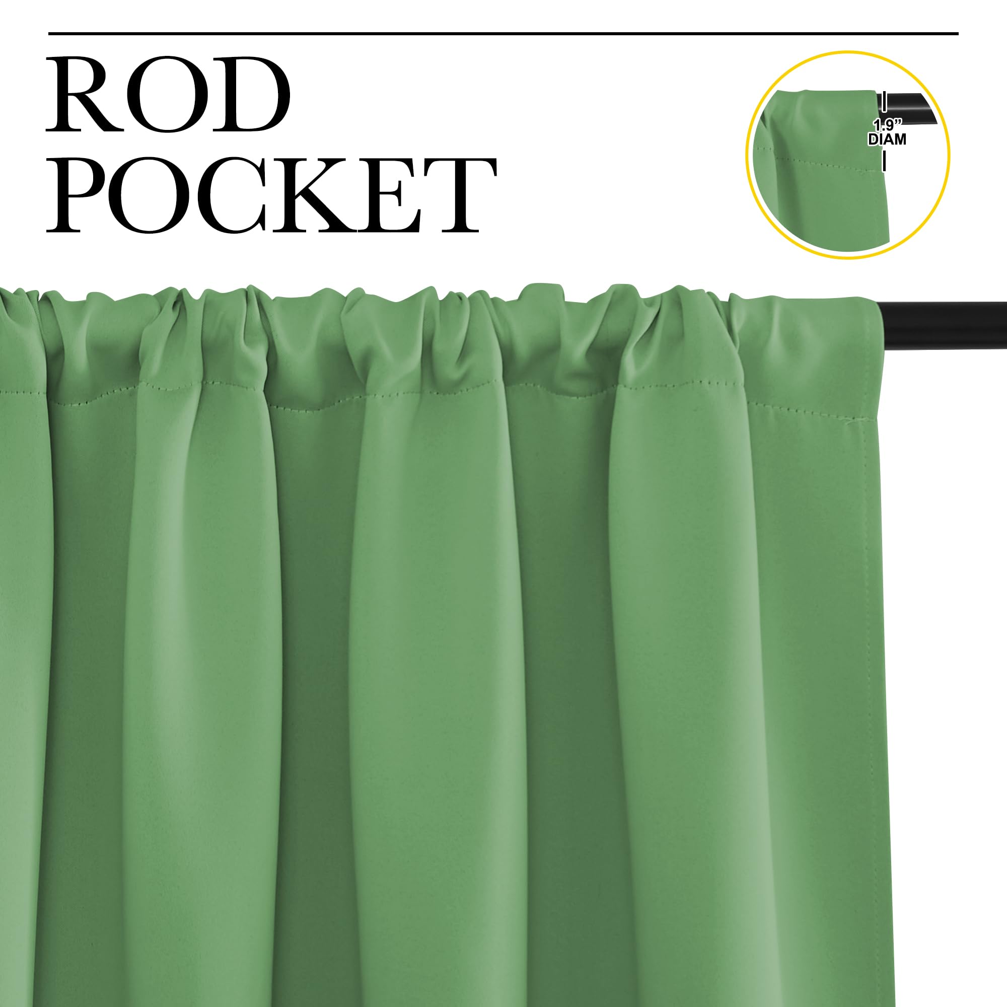 NICETOWN Blackout Curtains for Living Curtains, Froest Green, 1 Pair, 34-inch W x 84-inch L, Home Decorations Thermal Insulated Solid Pole Top Blackout Drapes for Living Room