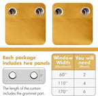 MIULEE Blackout Curtains 96 Inches Long for Bedroom Living Room Thermal Insulated Room Darkening Grommet Top Solid Light Blocking Drapery Set of 2 Window Panels Yellow
