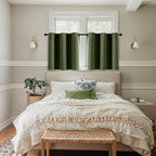 MIULEE Short Curtains for Windows - Olive Green Blackout Half Window Curtains Thermal Insulated Privacy Drapes for Kitchen Bedroom Bathroom Grommet Top Small Basement Tiers W40 x L36 Inch 2 Panels