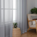 Simplebrand Light Grey Sheer Curtains 96 Inches Long, Light Filtering Silver Grey Rod Pocket Solid Color Window Sheer Curtain Panels, Elegant Curtains & Drapes for Living Room, Bedroom 2 Panels, 42" W