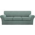Turquoize 4 Piece Sofa Covers for 3 Cushion Couch Sofa Slipcover Soft Couch Cover for Dogs Washable Furniture Cover with 3 Individual Large Cushion Covers Feature Fabric (Large Sofa, Dark Cyan)
