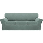 Turquoize 4 Piece Sofa Covers for 3 Cushion Couch Sofa Slipcover Soft Couch Cover for Dogs Washable Furniture Cover with 3 Individual Large Cushion Covers Feature Fabric (Large Sofa, Dark Cyan)