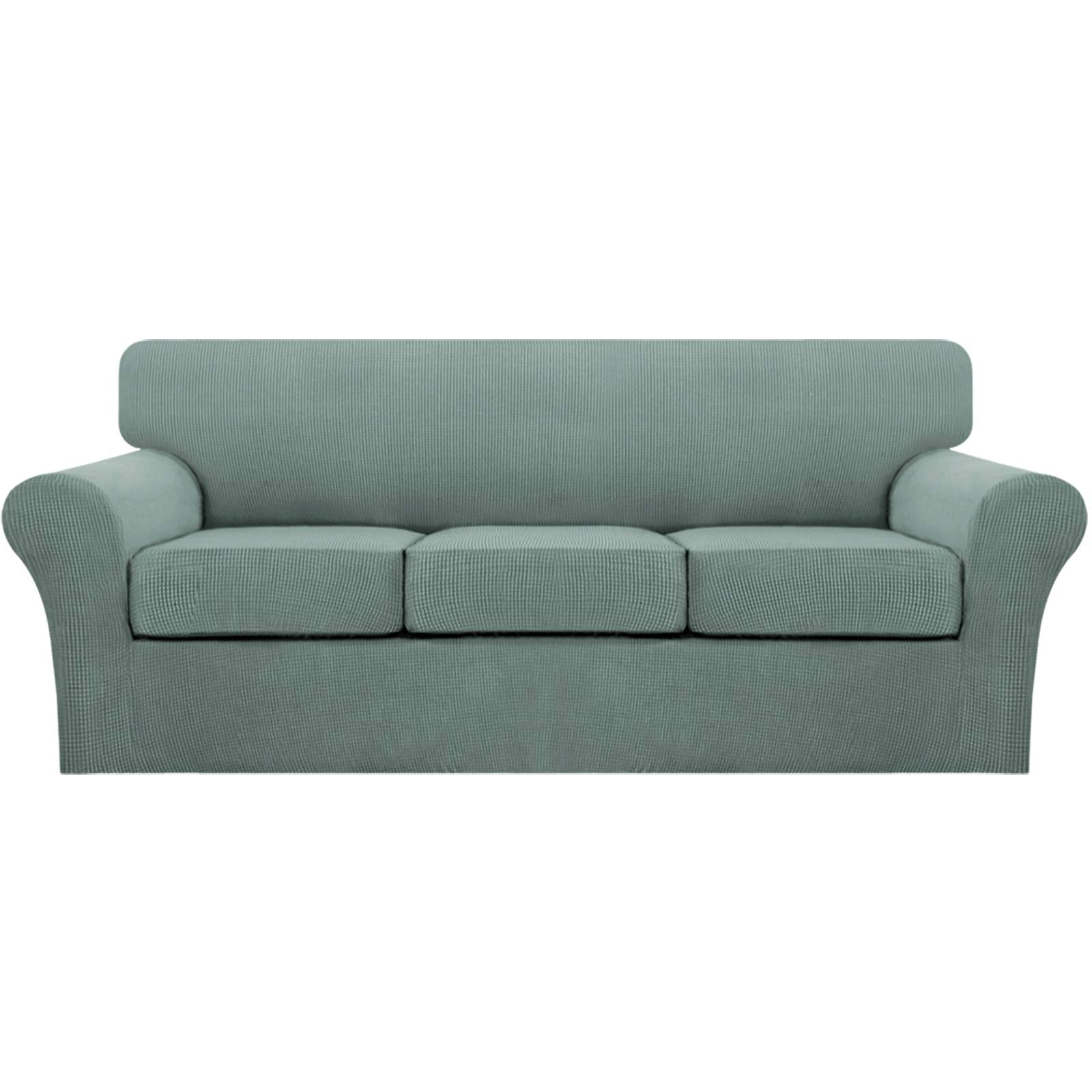 Turquoize 4 Piece Sofa Covers for 3 Cushion Couch Sofa Slipcover Soft Couch Cover for Dogs Washable Furniture Cover with 3 Individual Large Cushion Covers Feature Fabric (Large Sofa, Dark Cyan)