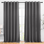 NICETOWN Blackout Curtains Panels for Living Room, 2 Panels, 66 x 92 Inch, Gray, 3 Pass Microfiber Noise Reducing Thermal Insulated Solid Ring Top Blackout Window Drapes
