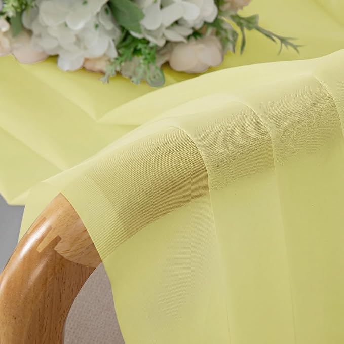 OWENIE Sheer Curtains 72 Inches Long 2 Panels Set, Modern Light Filtering Sheer Curtain Rod Pocket Clear Drapes for Window Sliding Door, Light Yellow, 2 Pcs Each 42 x 72 Inch