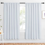 NICETOWN Bedroom Window Curtain Panels - Window Treatment Thermal Insulated Rod Pocket Room Darkening Curtains/Drapes for Patio Door (Greyish White, 2 Panels, 62 in x 72 in (W x L))