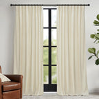 RYB HOME Beige Velvet Curtains 84 inches for Bedroom Living Room