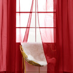 SpaceDresser Christmas Red Sheer Curtains 4 Panels Rod Pocket Semi-Sheer Curtain 90 Inches Long Light Filtering Voile Window Drapes for Bedroom Living Room Kitchen, Each 52W x 90L