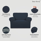 Easy-Going Stretch Oversized Chair Sofa Slipcover 1-Piece Couch Sofa Cover Furniture Protector Soft with Elastic Bottom for Kids Spandex Jacquard Fabric Small Checks Dark Blue