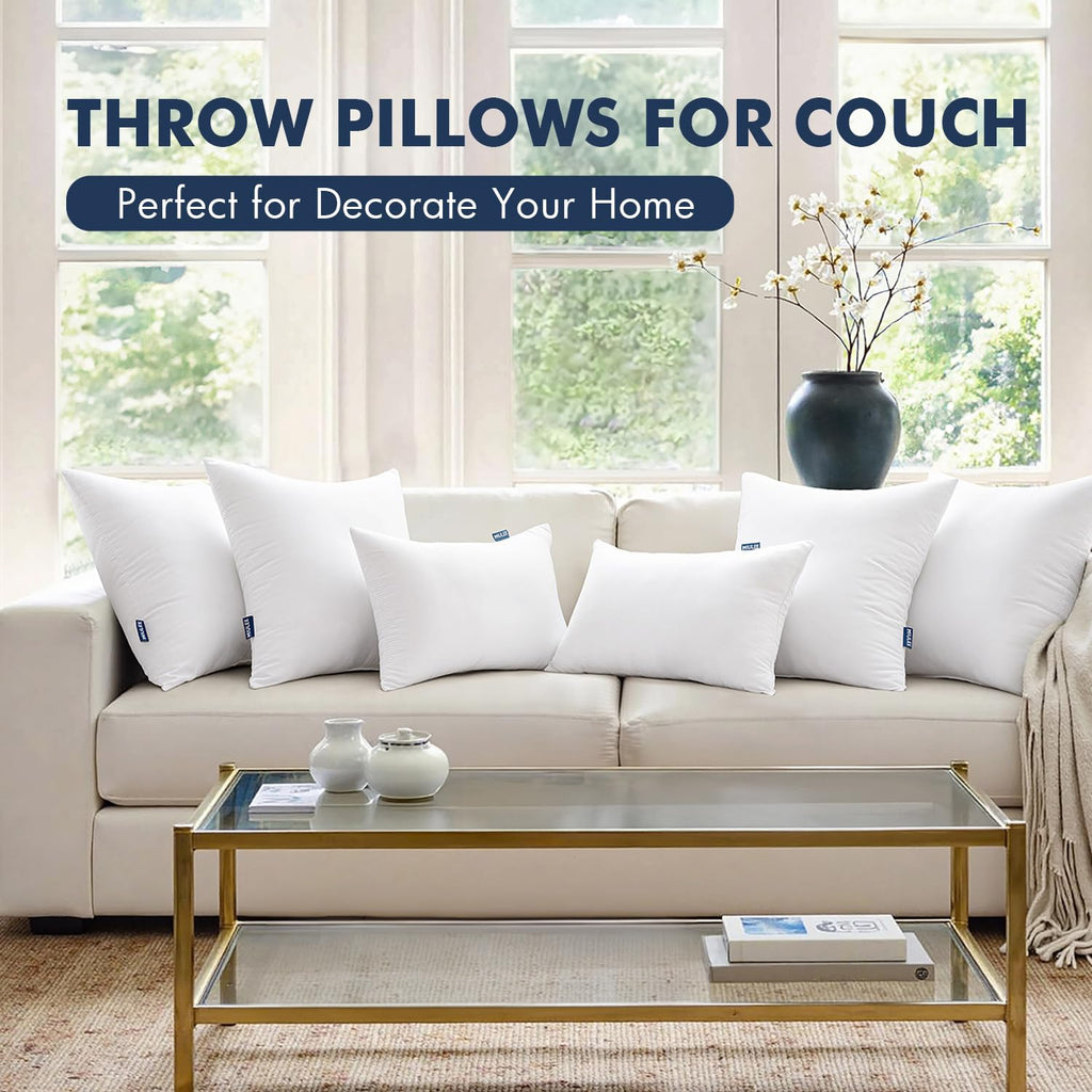 MIULEE 12x20 Throw Pillows Inserts 2 Pack, Decorative Pillows for Couch Bed