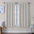Simplebrand Ava Natural Short Blackout Curtains for Bedroom 54 Inches Long 2 Panels Set, Solid Thermal Insulated, Energy Saving Window Treatment Curtains Blackout Drapes, W40 x L54 Inch, Natural