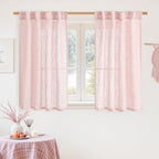 LAMIT 40 Inch Length Linen Curtains for Small Windows, Semi Sheer Light Filtering Panels Back Tab and Rod Pocket Neutral Drapes for Basement/Window/Kids Room, Pink, 2 Panels, 34 x 40 Inch