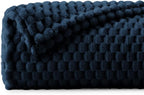 BEDELITE Fleece Blanket - 3D Jacquard Decorative Navy Throw Blankets for Couch & Bed, Soft and Cozy Warm Plush Fluffy Blanket All Seasons Suitable, 50x70Inches