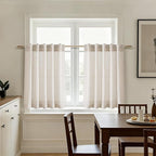 Nanspring Beige Farmhouse Curtains 30 Inch Length for Kitchen Linen Blend Semi Sheer Curtains Back Tab and Rod Pocket Rustic Farmhouse Decor for Cafe Small Window Curtain 36 x 30 Inch, 2 Panels