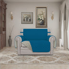 Easy-Going Reversible Couch Cover, Oversized Chair, Peacockblue/Beige
