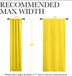 NICETOWN Bright Yellow Blackout Curtains 63 inches Long for Living Room, Darkening Window Curtain Panels, Easy-Care Solid Thermal Insulated Draperies/Drapes for Daughter Room