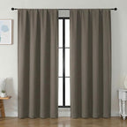 Simplebrand Ava Latte Blackout Curtains for Bedroom 84 Inch Length 2 Panels Set, Solid Thermal Insulated Privacy Living Room Window Treatment Curtains Blackout Drapes, W50 x L84 Inch, Latte