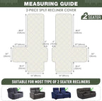 TAOCOCO 100% Waterproof Loveseat Recliner Covers 2 Seater, Split Loveseat Covers for Reclining loveseat, Non Slip Reclining Couch Cover with Double Straps for Kids, Pets(2 Seater, Bean Green)