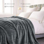 Exclusivo Mezcla Plush Fuzzy Fleece Bed Blanket King Size, Super Soft, Fluffy and Warm Blankets for Couch, Bed, All Season (Dark Grey, 90x104 inches)
