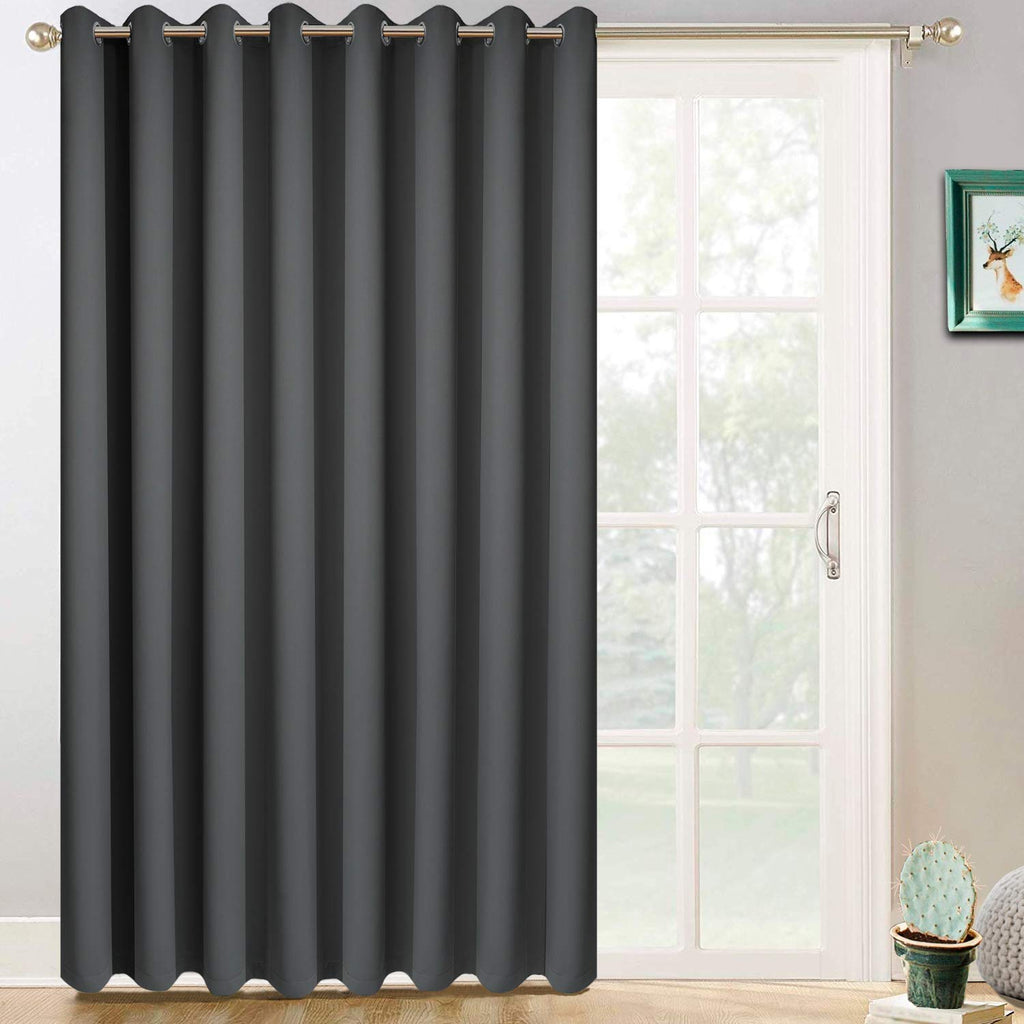 Yakamok Dark Grey Room Darkening Curtains 84 inch Sliding Door Drapes