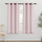 NICETOWN Blush Pink Short Linen Curtains for Kitchen, Thick Flax Small Window Treatments Semi Sheer Privacy Assured with Light Through for Cafe/Bathroom, W42 x L63, 2 Panels