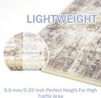 IOHOUZE Abstract Runner Rug 3x16 Ft Long Washable Runners for Hallways, Non Slip Kitchen Runner Printed Faux Wool Entryway Runner Indoor, Modern Abstract Floor Carpet for Hall Stair, Beige Brown