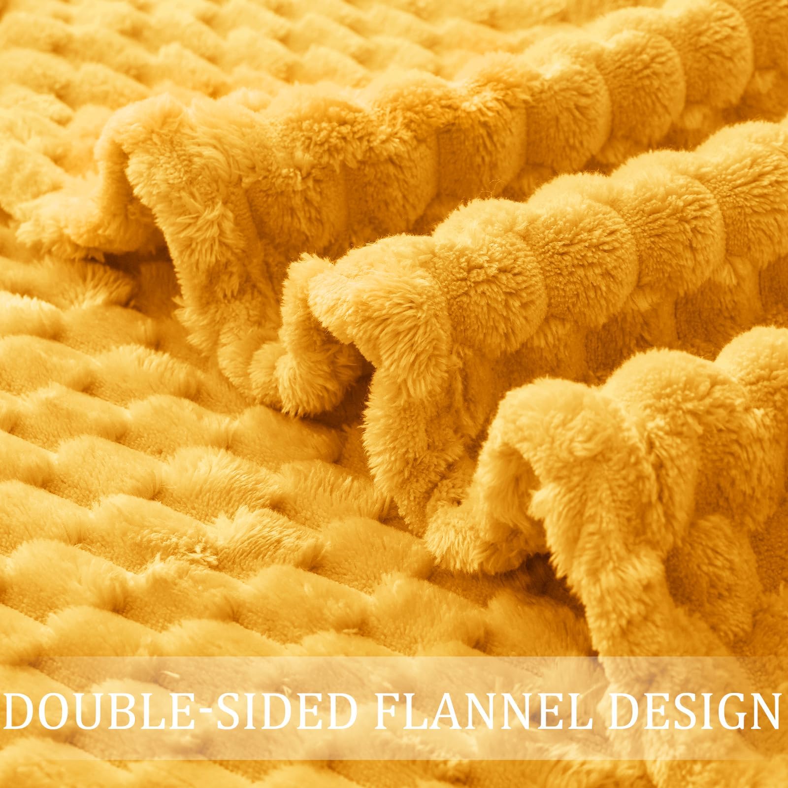 Exclusivo Mezcla 3D Fleece Queen Size Blanket for Bed, Mustard Yellow