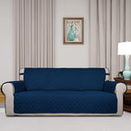 PureFit Reversible Quilted Sofa Cover, Water Resistant Slipcover Furniture Protector, Washable Couch Cover with Non Slip and Elastic Straps for Kids, Pets (Sofa, Navy/Navy)
