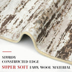 Lansny Modern Abstract Runner Rug, 2x6 Feet, Beige, Faux Wool, Machine Washable, Non-Slip, Soft, Kid & Pet Friendly