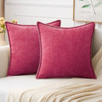 MIULEE Decorative Couch Throw Pillow Covers 18x18 Inch Hot Pink 2 Pack