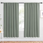 NICETOWN 2 Panels Blackout Curtains, Rod Pocket Window Curtains Room Darkning Drapes for Bedroom/Living Room, Thermal Insulated Solid Draperies for Home Office/Study, 62 by 72-Inch, Greyish Green