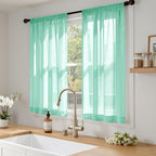 MIULEE Aqua Sheer Curtains 63 Inches Long, 4 Panels Set, Light Filtering Rod Pocket Voile Drapes for Living Room and Bedroom, Airy Soft Fabric Window Treatments, 42 x 63 Inches