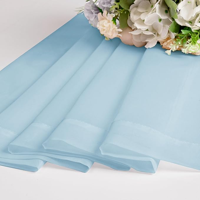 OWENIE Sheer Curtains 96 inches Long for Bedroom Living Room, Solid Light Filtering Fimly Sheer Curtains with Rod Pocket Top, Soft Sheer Long Curtains, Each 42Wx96L inch, Sky Blue