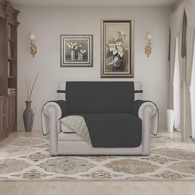 Easy-Going Reversible Couch Cover, Oversized Chair, Darkgray/Beige