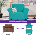 ZNSAYOTX Chair Cover with Arms (30"-47"), New Striped Sofa Chair Covers for Living Room, Dogs Pet Friendly Anti-Slip Chair Protector Spandex Armchair Slipcovers (Peacock Teal, Chair)