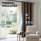 Joydeco Blackout Curtains 95 Inch Length 2 Panels Set, Thermal Insulated Long Curtains& Drapes 2 Burg, Room Darkening Grommet Drapes for Living Room Bedroom Window (W52 x L95 Inch, Brown)