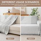 Couch Cover for Dogs, Boho Sofa Covers for 3 Cushion Couch, Chenille Sofa Slipcover for Pets Washable, L-Shape Sectional Couch Loveseat Cover Soft Throw Blankets with Tassels(71x118,Arc Grey)