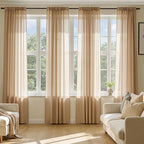 MIULEE Brown Sheer Curtains 102 Inches Long, 4 Panels Set, Light Filtering Rod Pocket Voile Drapes for Living Room and Bedroom, Airy Soft Fabric Window Treatments, 42 x 102 Inches
