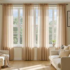 MIULEE Brown Sheer Curtains 63 Inches Long 4 Panels 54 x 63 Inches