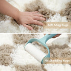 Checkered Area Rugs for Living Room 8x10, Fluffy Beige and White Checkered Rug Fuzzy Shag Shaggy Carpets for Bedroom, Soft Plush Furry Rug for Teen Room Dorm Home Decor
