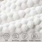 BEDELITE Fleece Throw Blanket for Couch & Bed - 3D Jacquard Decorative White Blanket, Super Soft and Cozy Warm Fuzzy Blanket All Seasons Suitable, 50x60Inches